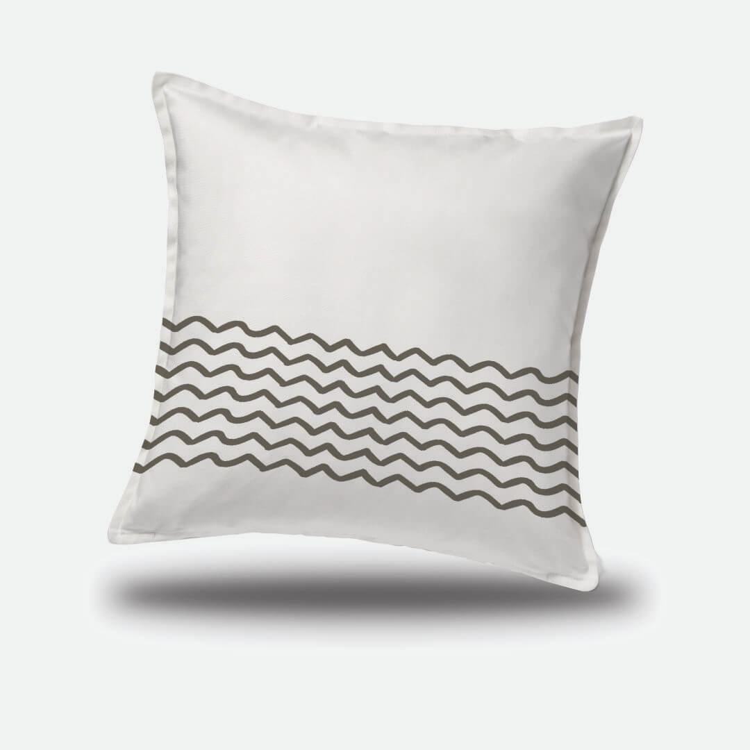 Cushion Cover - Nautical Taupe Waves