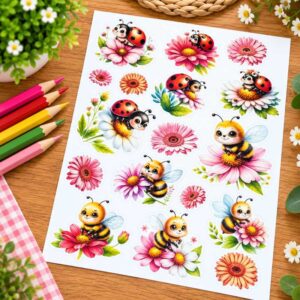 Sticker Sheet - Bees & Ladybugs A4