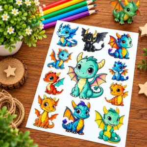 Sticker Sheet - Dragons A4