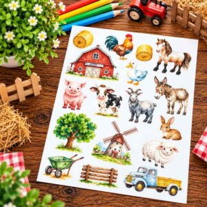 Sticker Sheet - Farm Animals A4