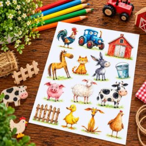 Sticker Sheet - Funky Farm Animals A4