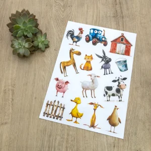 Sticker Sheet - Funky Farm Animals A4