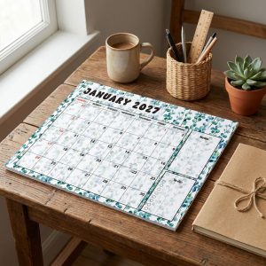 2027 Desk Calendar A3 -Eucalyptus