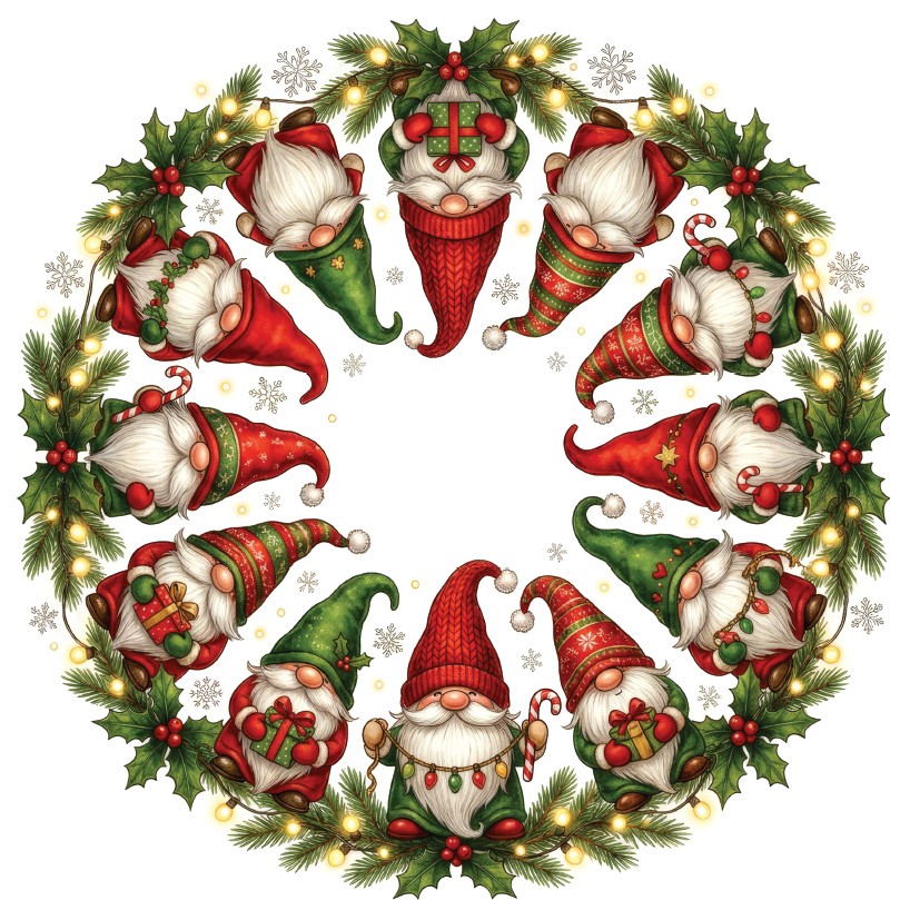 Placemats & Coasters Round - Christmas Gnomes - Image 2
