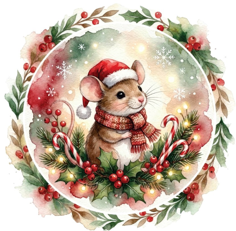 Placemat & Coasters Round - Christmas Mouse - Image 2