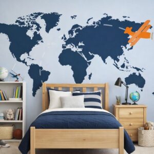 Wall Fabric - Adventure Explore the World Orange