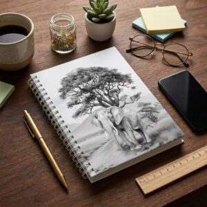 Notebook Hardcover A5 - Elephant (B&W)