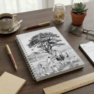 Notebook Hard Cover A5 - Lions B&W