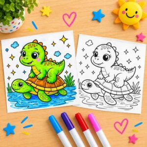 Canvas Print - Dinosaur and Turtle