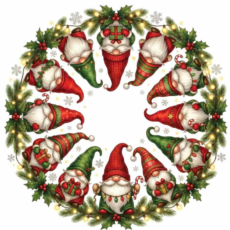 Placemats & Coasters Round - Christmas Gnomes - Image 2