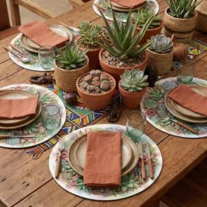 Placemats & Coasters Round - Succulents