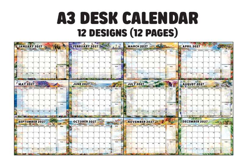 2027 Desk Calendar A3 - SA Scenery - Image 2