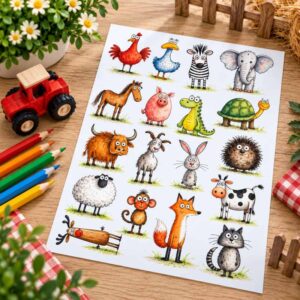 Sticker Sheet - Funky Animals